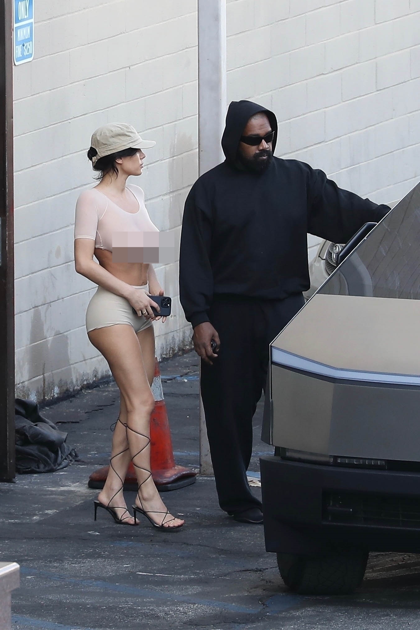 Bianca Censori and Kanye West leaving a movie theater in Los Angeles, California