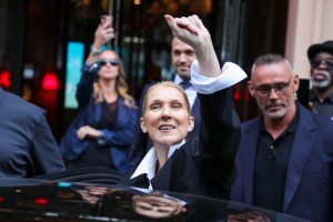 Celine Dion is seen leaving a hotel in Paris on July 23, 2024 in Paris.