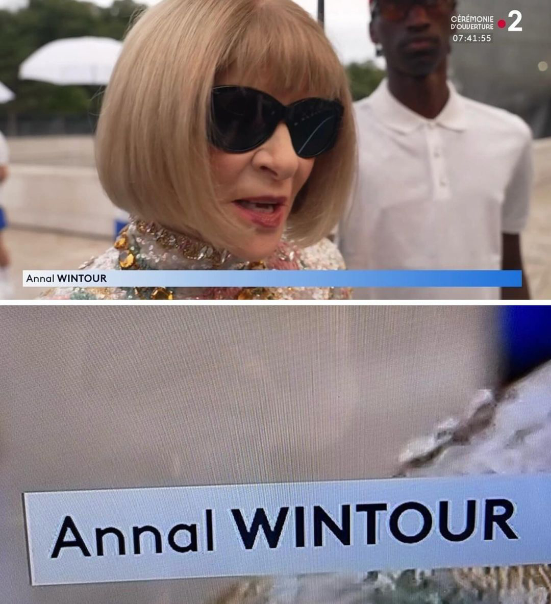 The spelling of Anna's name was seemingly butchered during her interview with a French television network