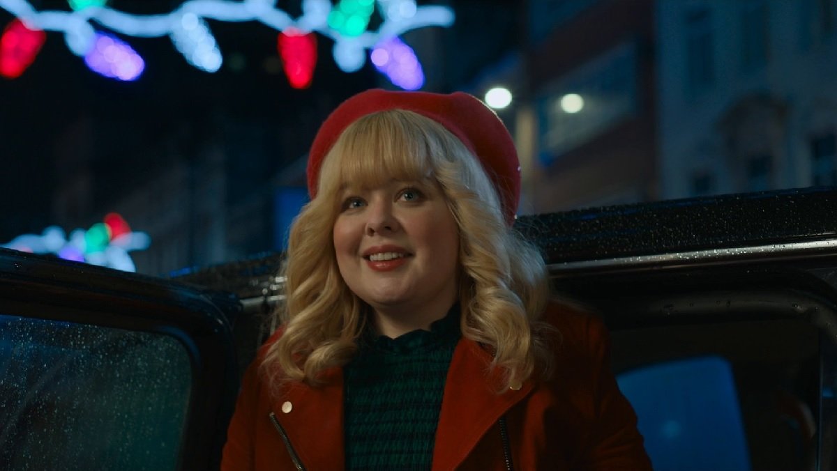 Nicola Coughlan wears Christmas apparel in the Doctor Who special Joy to the World.