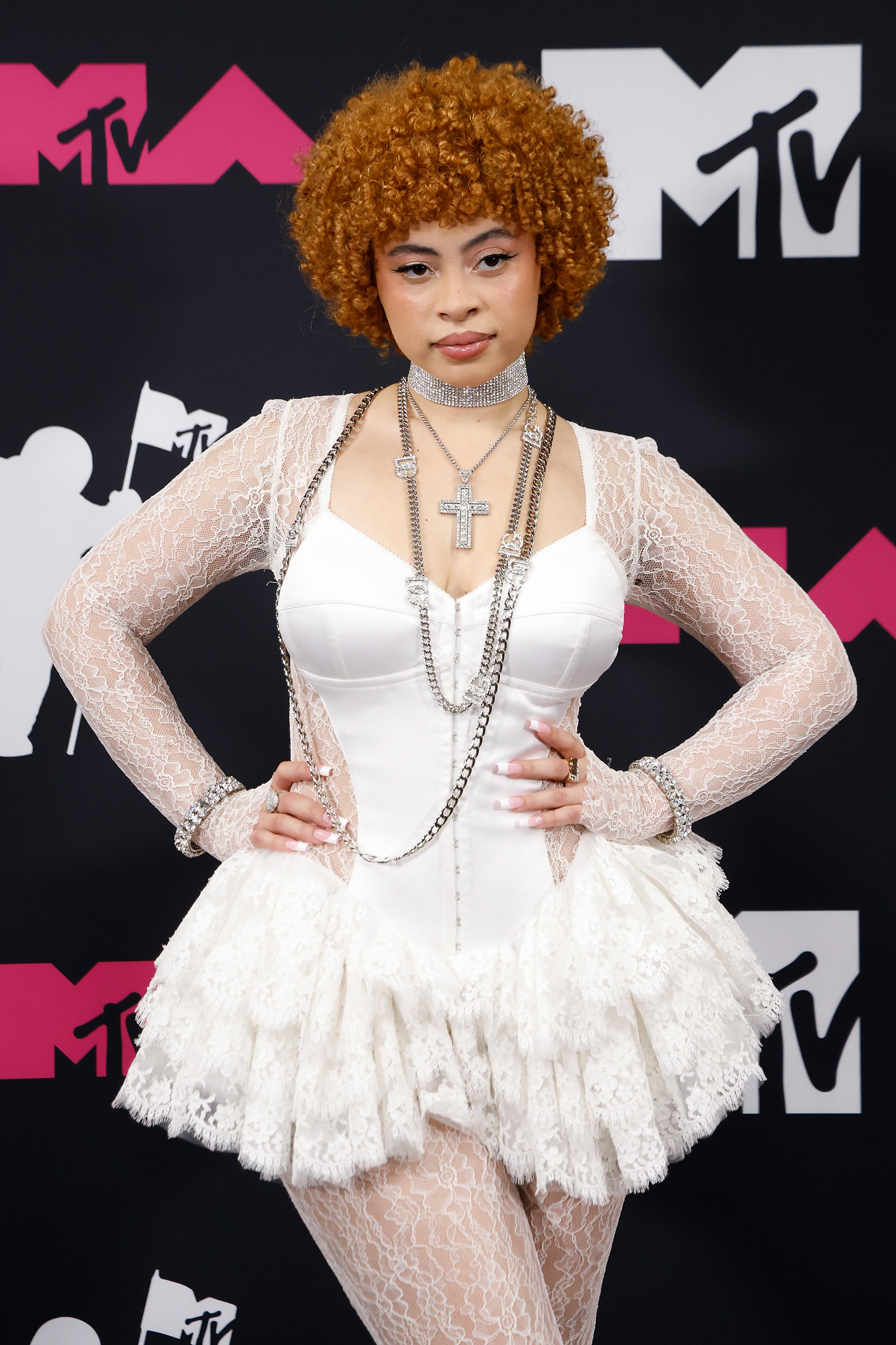 Ice Spice poses in the press room at the 2023 MTV Video Music Awards at Prudential Center in Newark, New Jersey