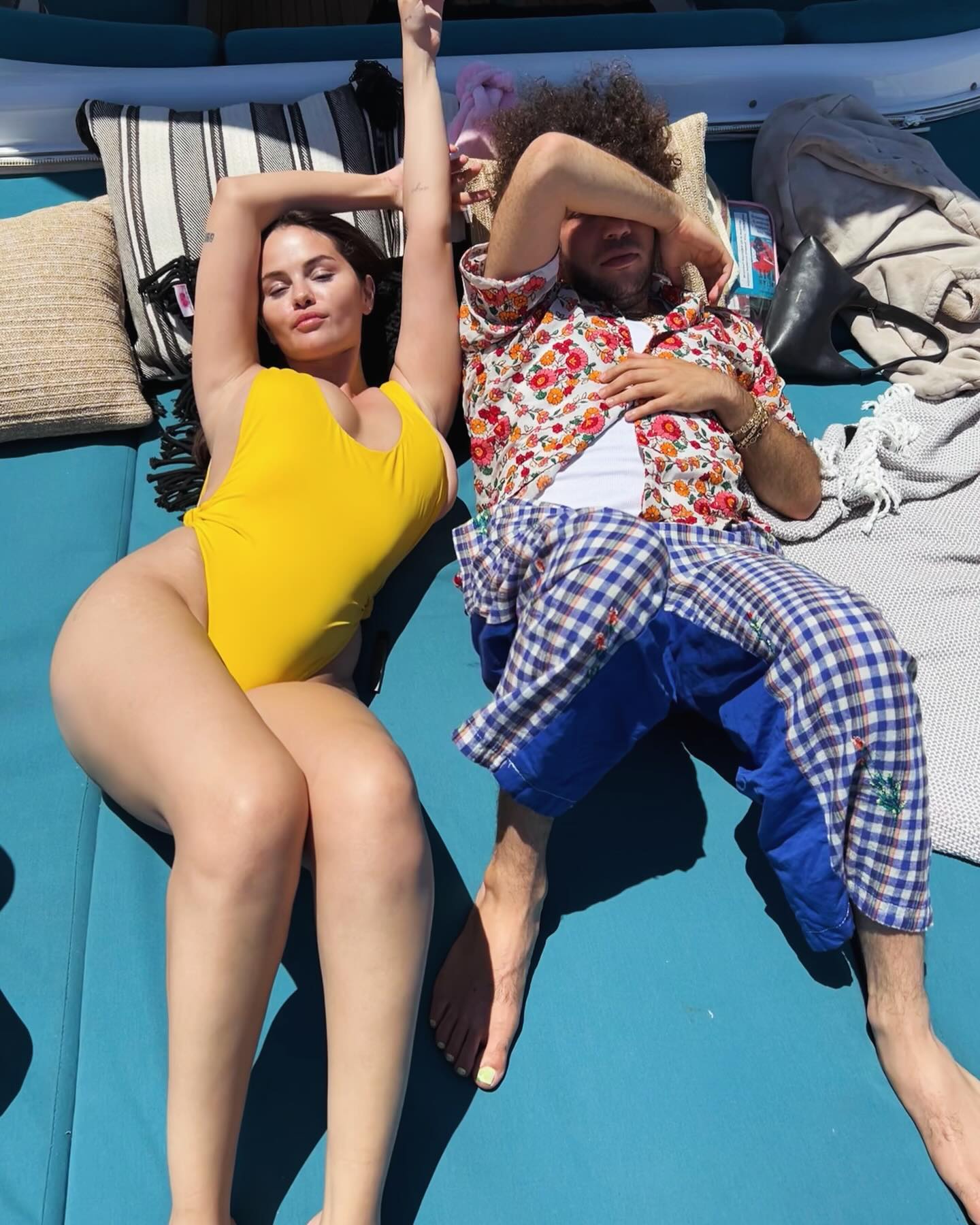 Selena Gomez and her boyfriend Benny Blanco pose for a pic shared on Instagram