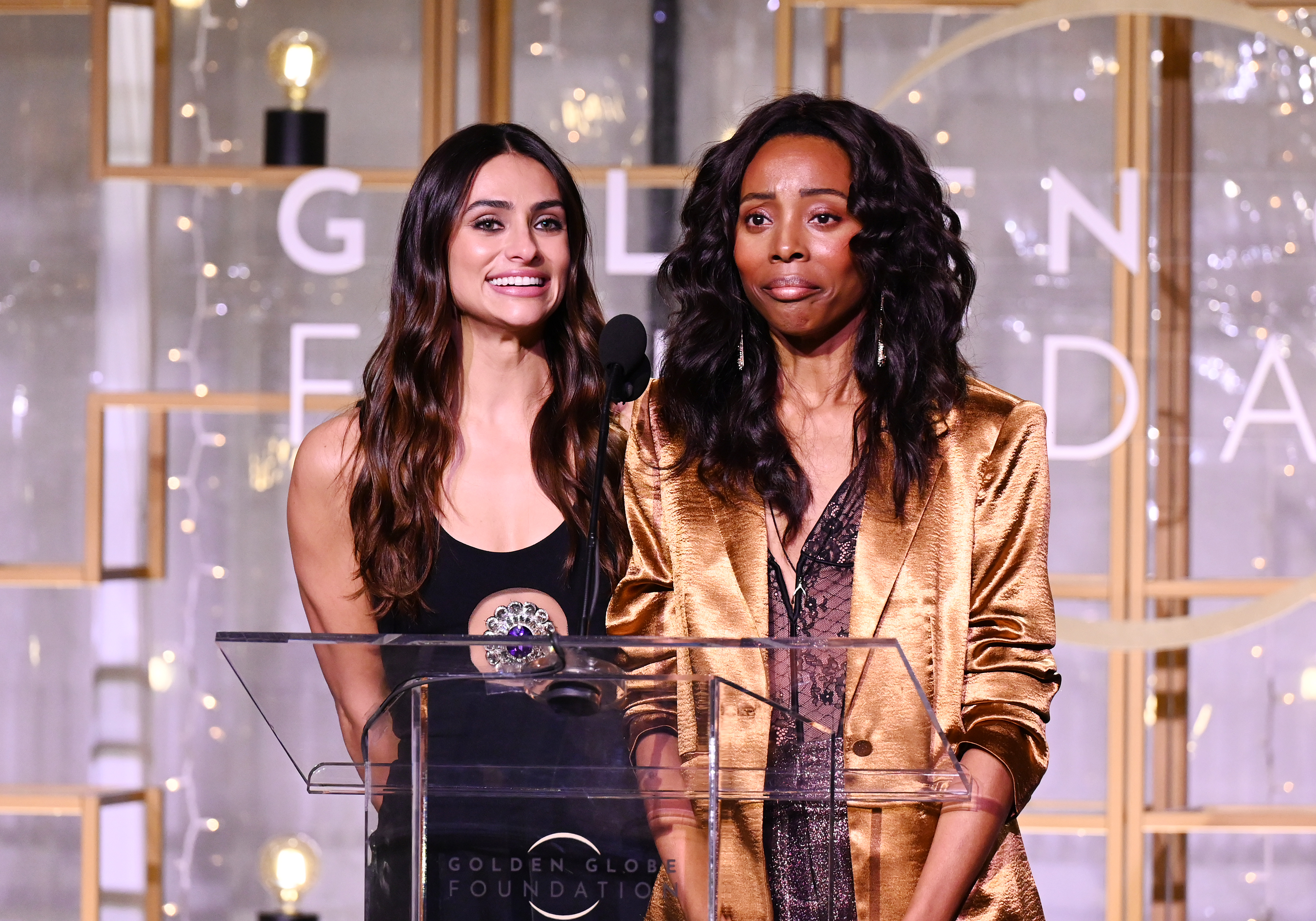 Renata Notni and Erica Ash at the Golden Globe Foundation Dinner held at the Beverly Hilton in January