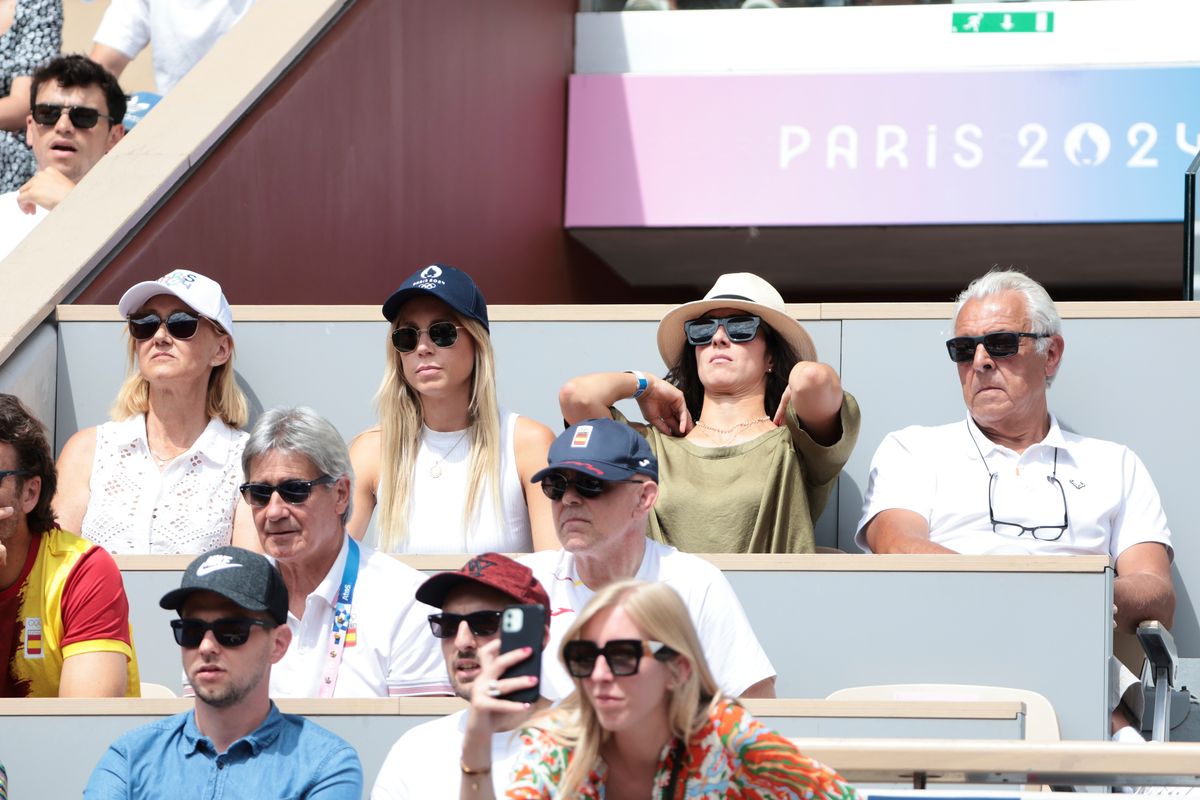 Rafael Nadal's mom Ana María Parera, sister María Isabel Nadal, his wife Maria Francisca Perello, and father Sebastian Nadal support him in the stands 