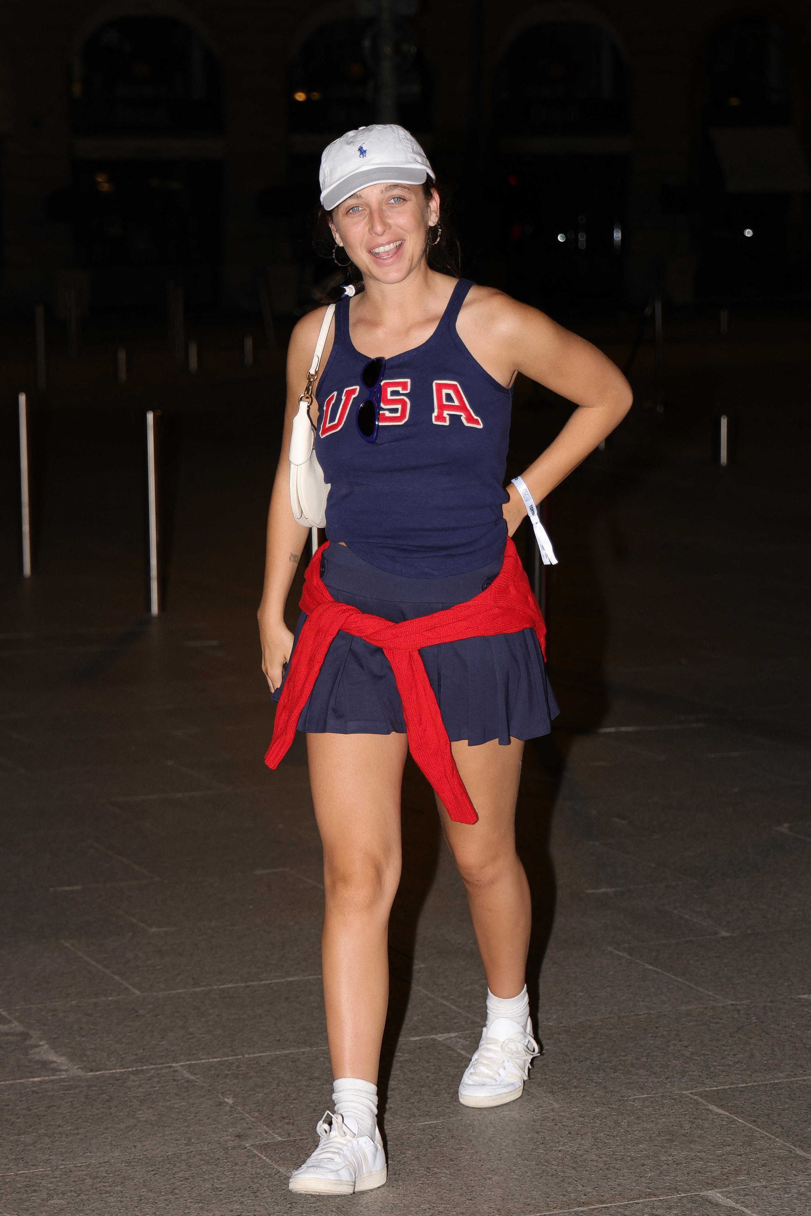Emma Chamberlain, pictured in Ralph Lauren in Paris, France, wore patriotic ensembles while attending the Olympic Games