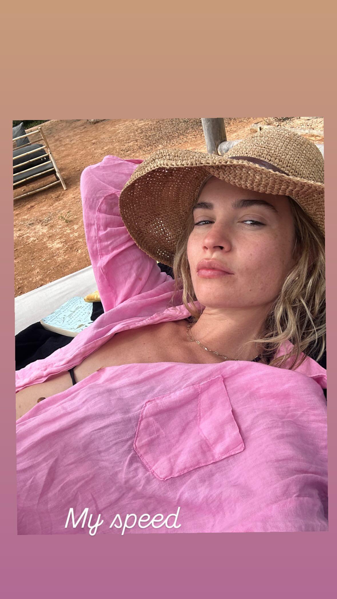 Lily James snaps a selfie.