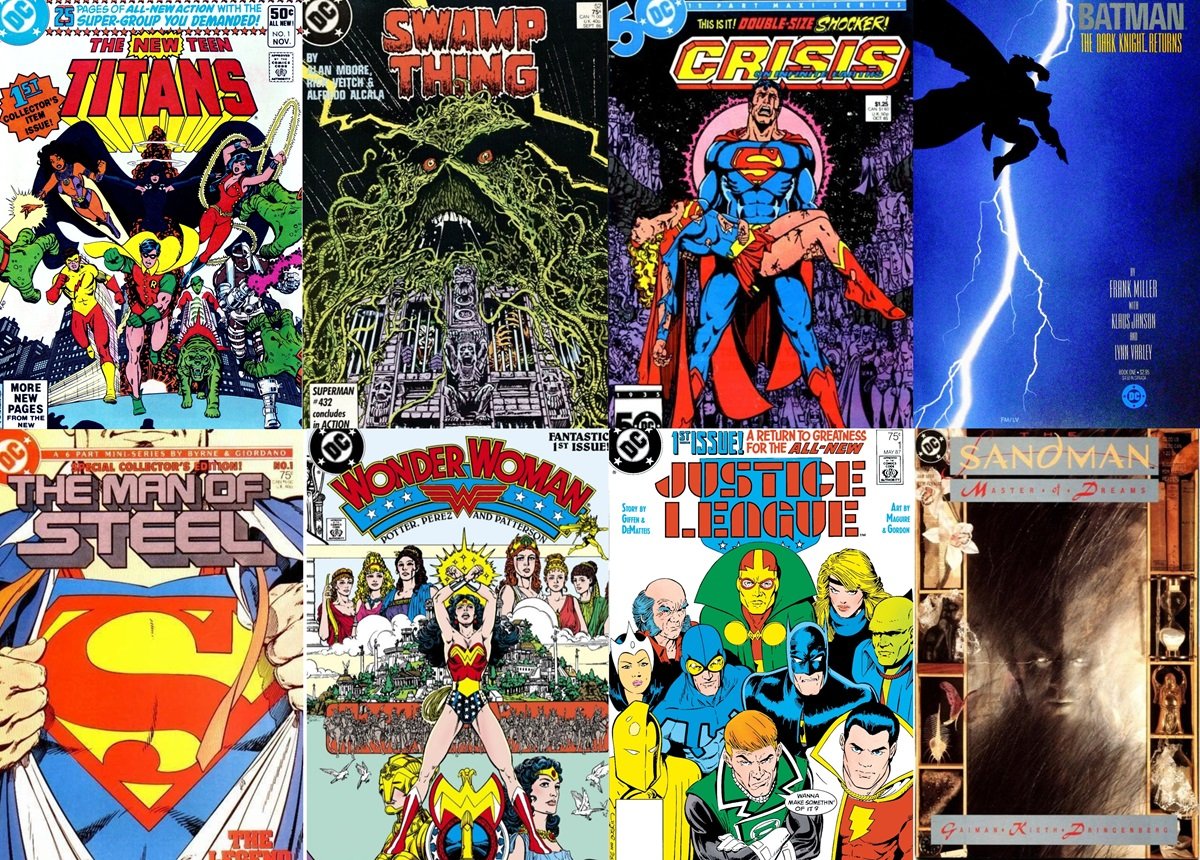 Iconic DC Comics covers of the 1980s Modern Age of Comics.