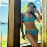 Jennifer Gareis wore a tiny blue bikini while vacationing in Lake Tahoe