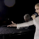 Celine Dion singing at the Olympics Opening Ceremony in Paris, France
