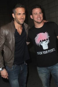 Ryan Reynolds (left) and Channing Tatum attend San Diego Comic-Con in 2015. Tatum talked about their friendship coming full circle with his appearance in the latest "Deadpool" movie.
