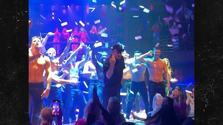 Channing Tatum Performs with 'Magic Mike Live' Dancers at Bachelor Party