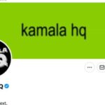 Screen grab of Kamala HQ twitter using the brat colour and text