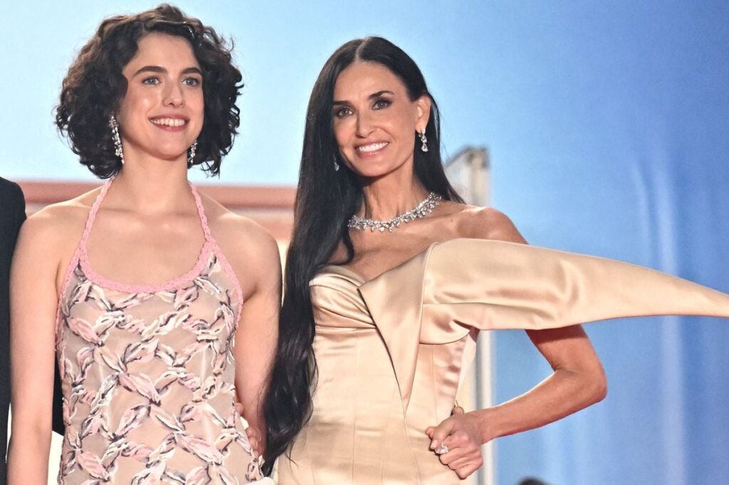 Margaret Qualley and Demi Moore at the premiere of 'The Substance'