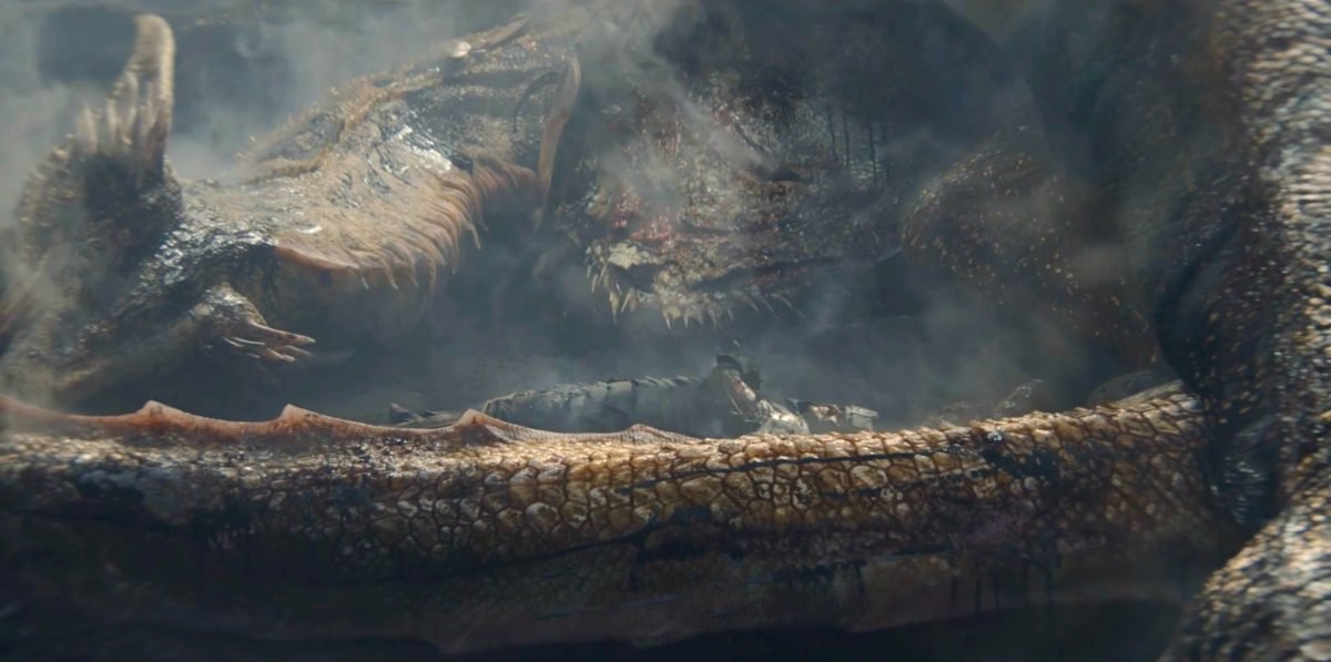 Aegon and his dragon sunfyre damaged and dying from House of the Dragon episode four season two