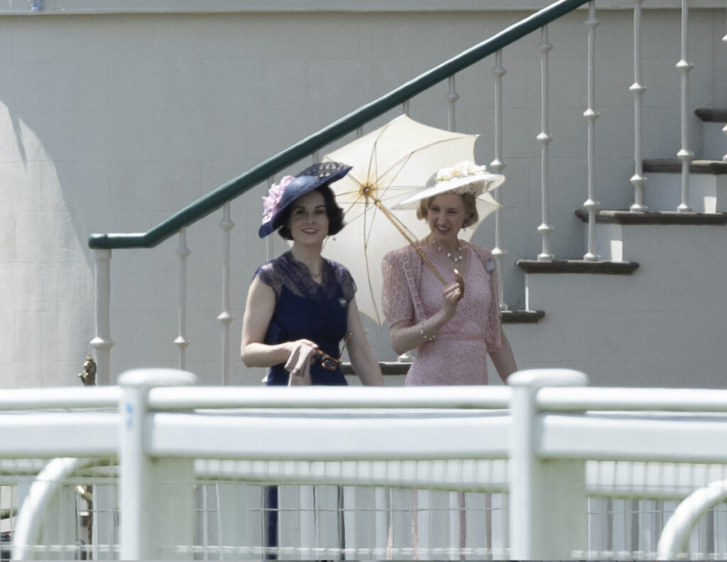 Michelle Dockery and Laura Carmichael were captured on an unusually warm day in North Yorkshire