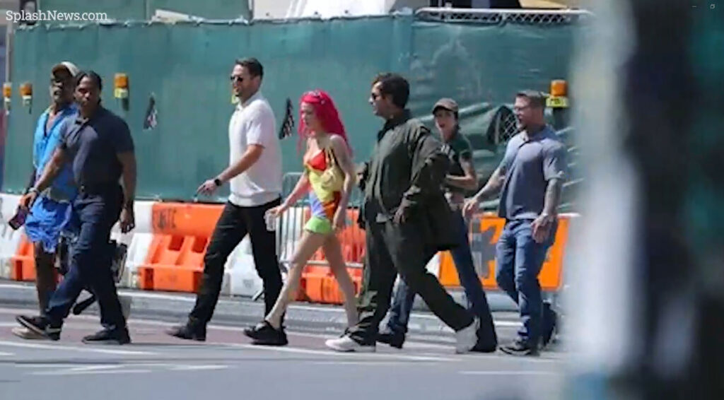Halsey walked across a busy New York City street with her team in tow as a truck beeped at them to move out of the way on July 10
