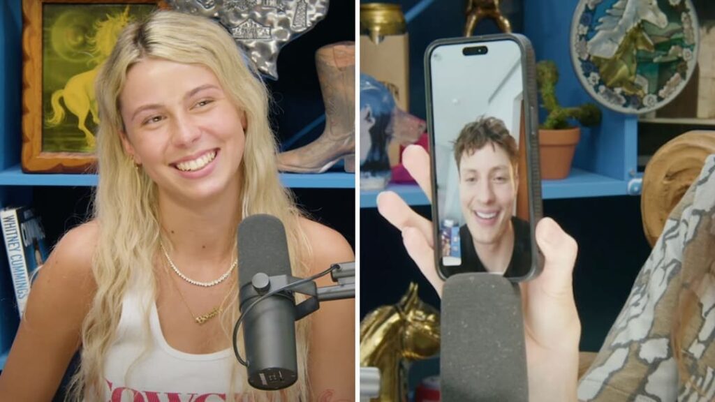 Hawk Tuah girl flirts with her “celebrity crush” Matt Rife on Whitney Cummings podcast