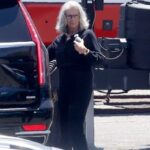 Jamie Lee Curtis is barely recognizable with long gray hair on the set of Freaky Friday 2