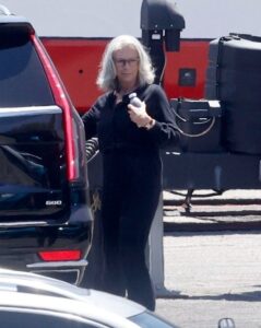 Jamie Lee Curtis is barely recognizable with long gray hair on the set of Freaky Friday 2