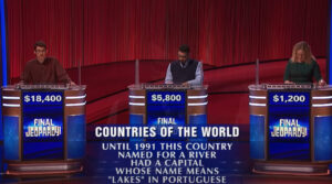 Issac Hirsch winning his 7th game on Thursday night with the final category 'Countries of The World'