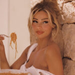 Laura Celia Valk tucked into some spaghetti for her latest snaps