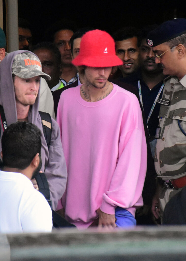 Justin Bieber arriving in Mumbai, India, on July 5