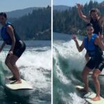 Kim Kardashian Goes Wake Surfing, Perfectly Balanced on Board