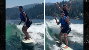 Kim Kardashian Goes Wake Surfing, Perfectly Balanced on Board