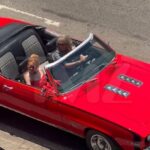 Lindsay Lohan, Jamie Lee Curtis Speed Off in Convertible For 'Freaky Friday 2'