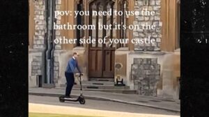 Prince William On Wheels, Zooms Into Windsor Castle on Electric Scooter