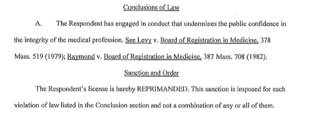 The board's ruling on Dr.K's complaint.