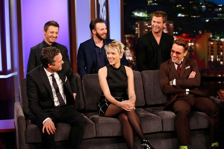 "Avengers" stars Robert Downey Jr., Chris Hemsworth, Mark Ruffalo, Chris Evans, Scarlett Johansson and Jeremy Renner.