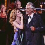 Shania Twain stunned fans with her flawless appearance while getting close to singer Andrea Bocelli in Italy, as seen above