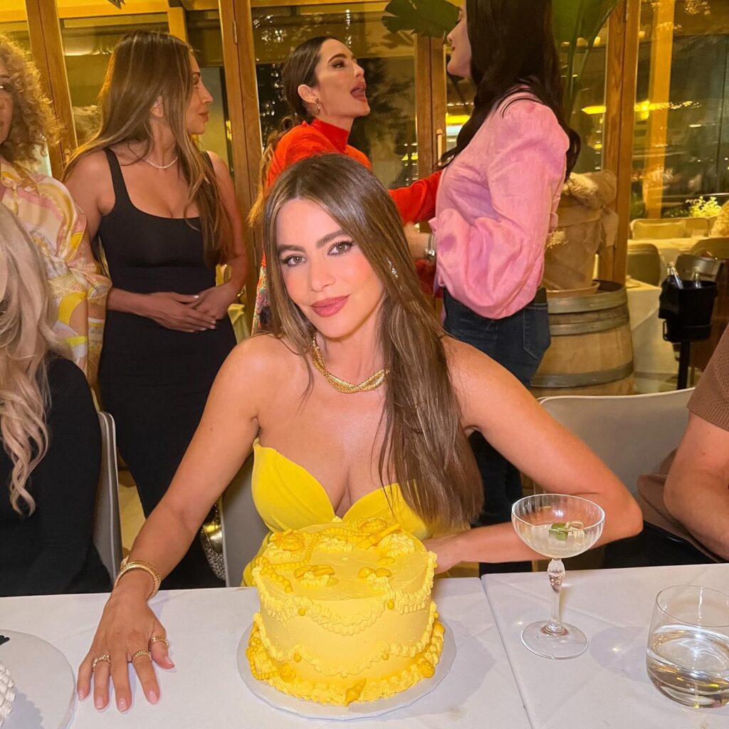 Sofia Vergara celebrated her 52nd birthday in a skintight yellow dress