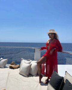 Steve Harvey's wife, Marjorie, flaunted her figure in a small red bikini while on vacation