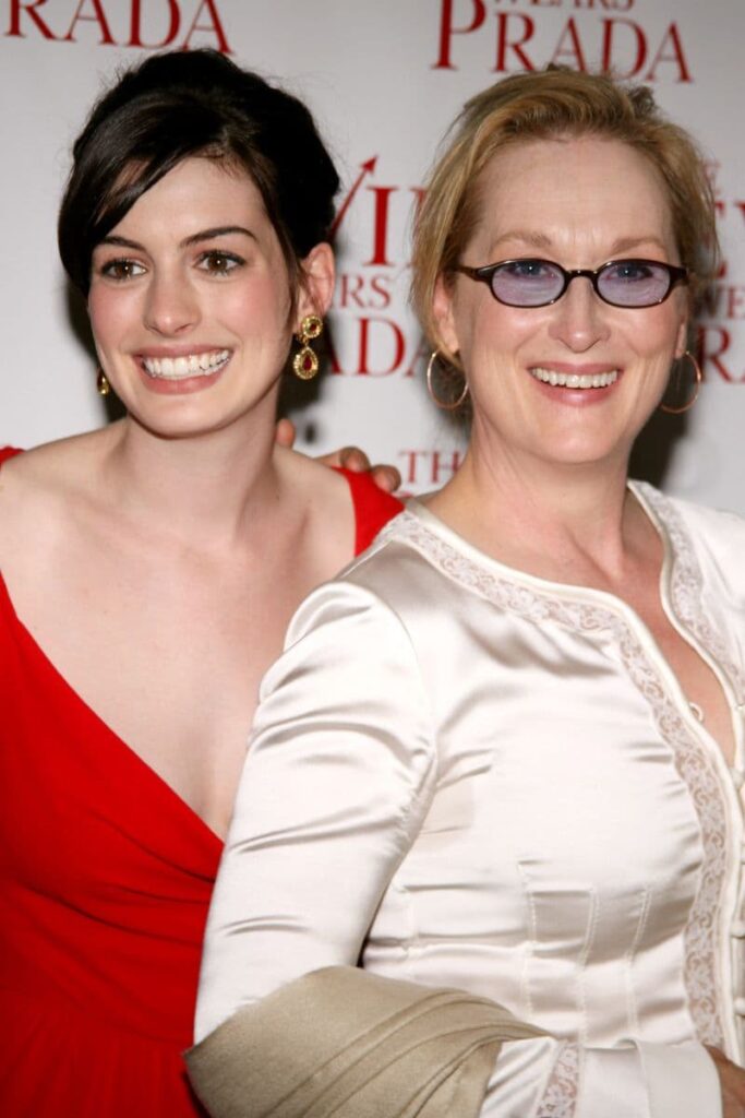 Anne Hathaway and Meryl Streep during Twentieth Century Fox Premiere of "The Devil Wears Prada" - Arrivals at AMC Loews Lincoln Square at 1998 Broadway on 68th Street in New York, New York, United States.