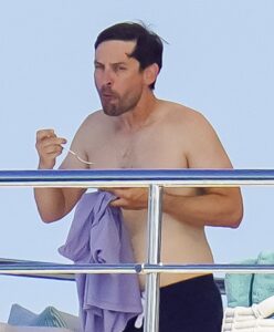 Tobey Maguire has been spotted on a yacht in St Tropez, France, with a mystery lady by his side