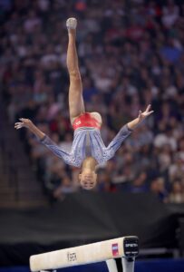 Hezly Rivera competes on the balance beam on Day Four of the 2024 U.S. Olympic Team Gymnastics Trials