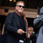 Hollywood star Kevin Costner at the Blythswood Hotel, Glasgow, and almost hit by a bus while out in Glasgow. 21.08.2023.