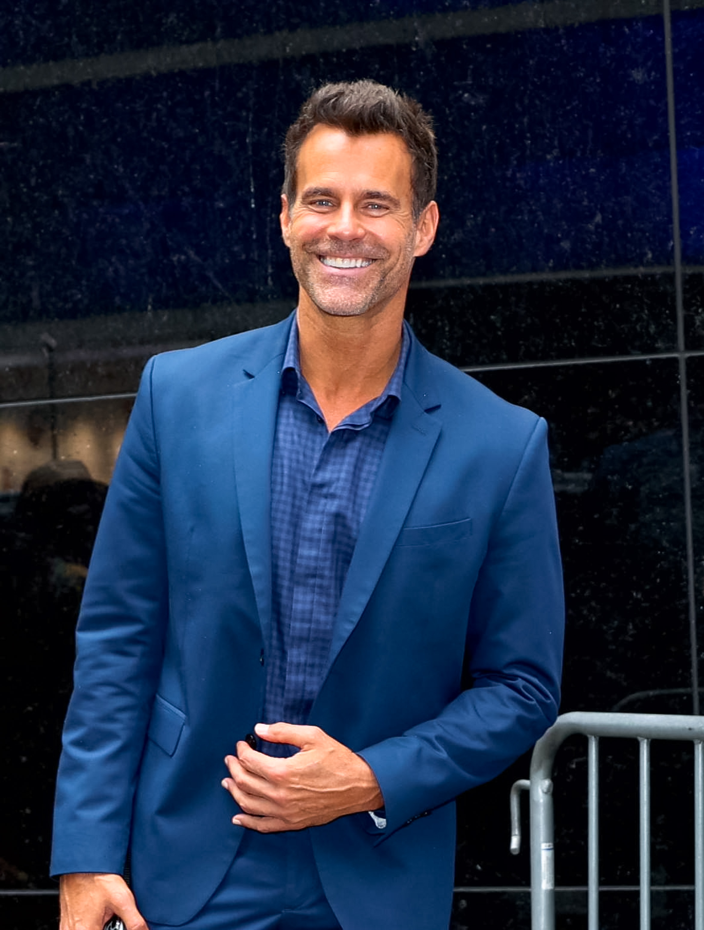 Cameron Mathison arriving on the set of Good Morning America in Times Square, Manhattan on July 24, 2024, in New York City