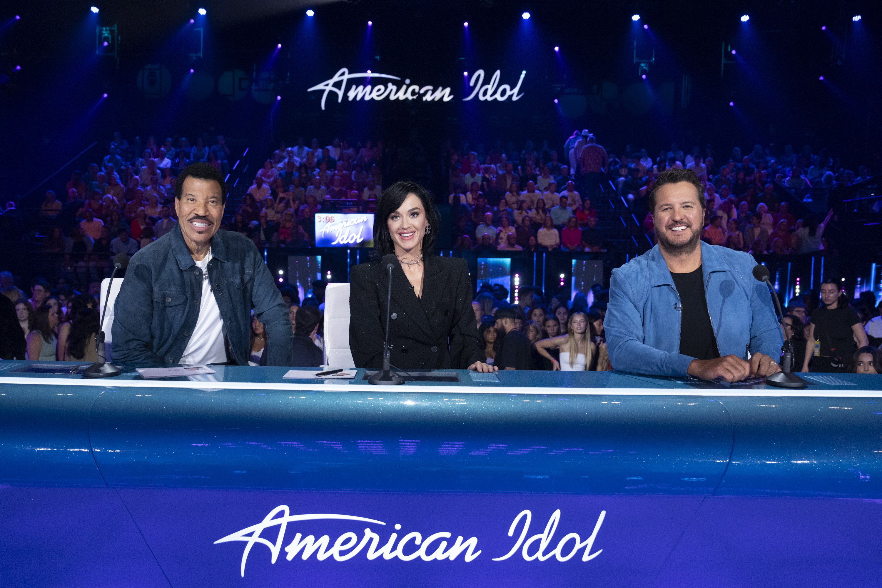 Katy Perry (center) is leaving American Idol after seven seasons working alongside Lionel Richie (left) and Luke Bryan (right) at the judges table, as seen above