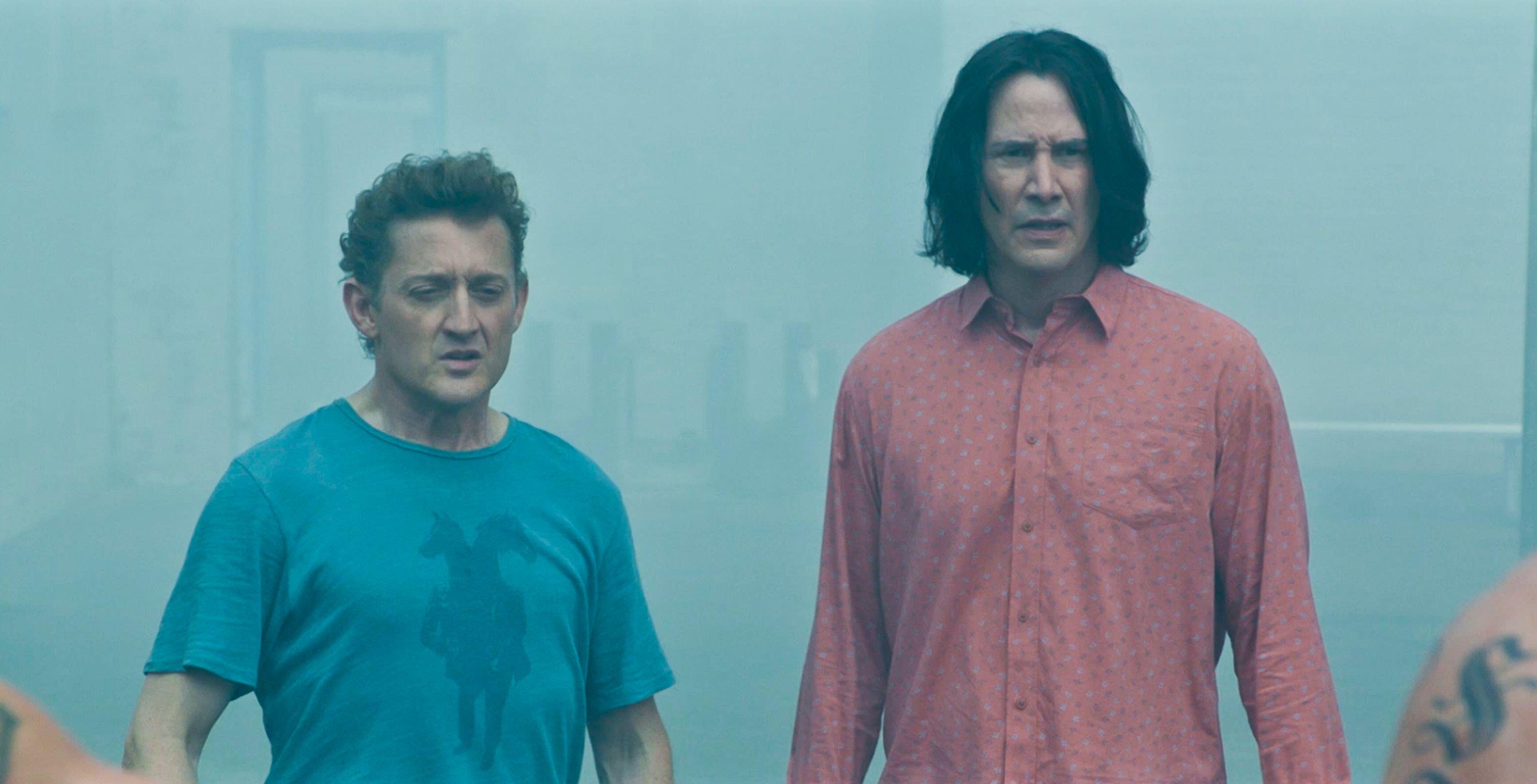 Keanu Reeves and Alex Winter were spotted in their Bill and Ted costumes as they begin filming Bill & Ted Face the Music that was released in 2020