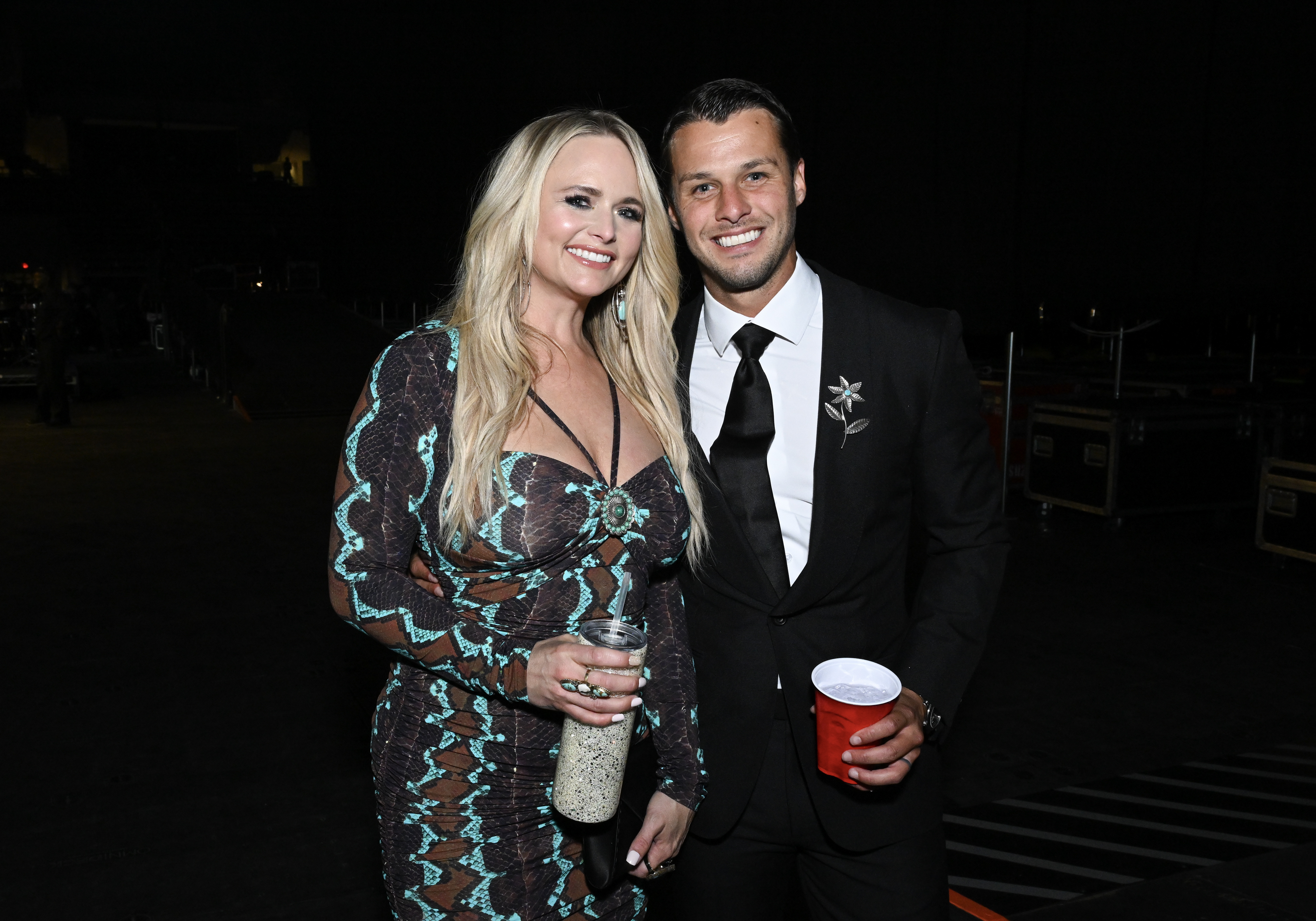 Miranda Lambert and Brendan McLoughlin backstage at the 59th Academy of Country Music Awards from Ford Center at The Star on May 16, 2024, in Frisco, Texas