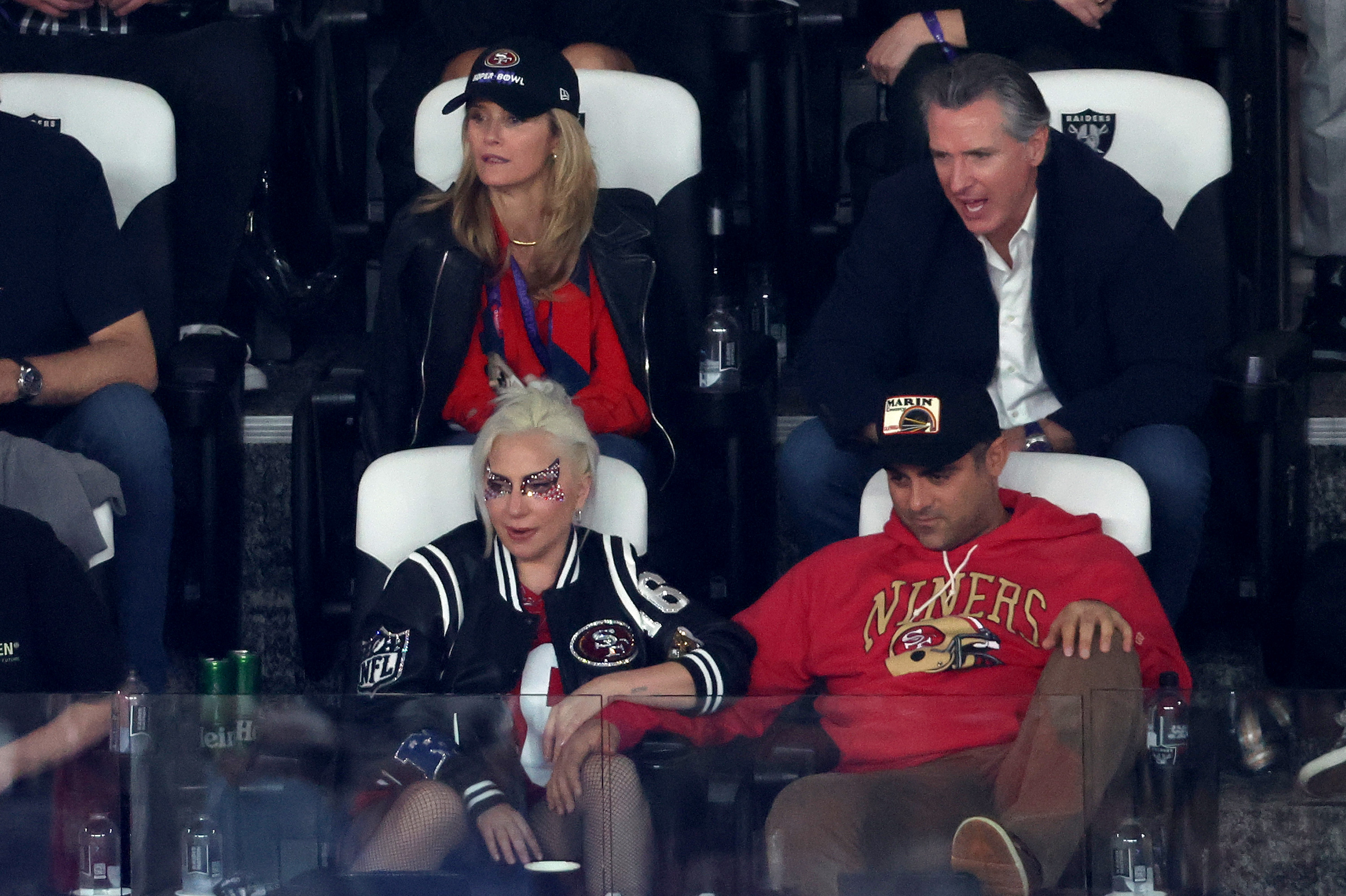 Lady Gaga and Michael Polansky watched the San Francisco 49ers and Kansas City Chief go head-to-head at Super Bowl LVIII on February 11, 2024, in Las Vegas, Nevada