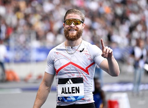 CJ Allen of USA during the Meeting de Paris Wanda Diamond League 2023 athletics event on June 9, 2023 at Charlety stadium in Paris, France.