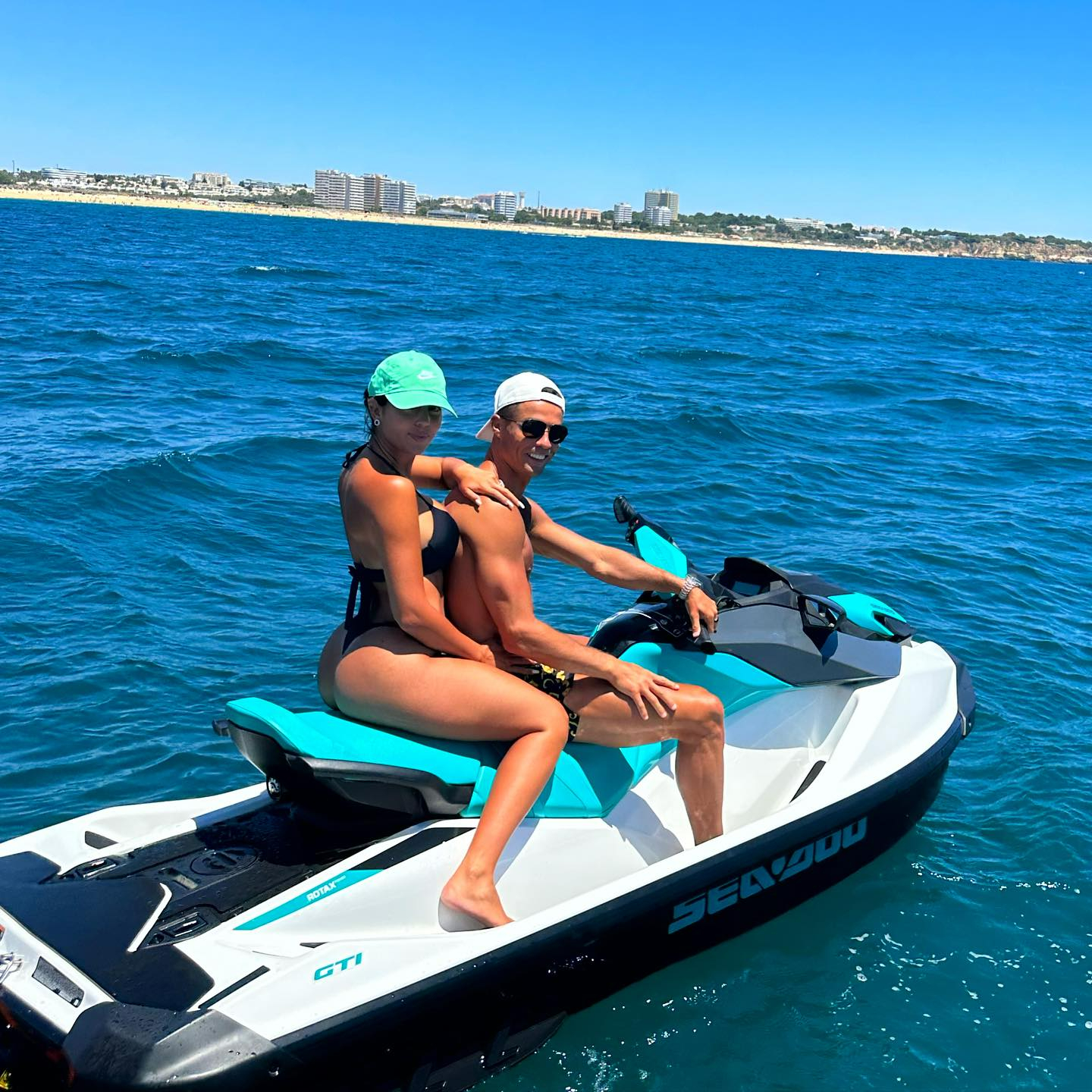 Cristiano Ronaldo's girlfriend Georgina shared pics of them jet-skiing off the coast in Alvor, Portimao
