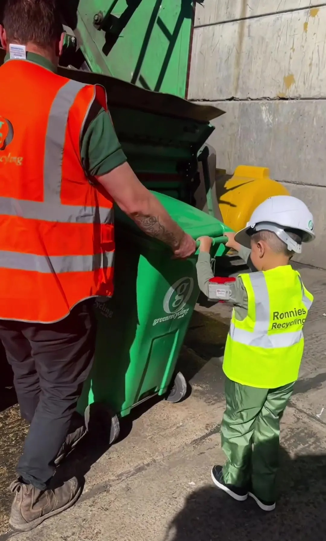 Ronnie was beaming as he loaded a bin onto a truck and watched rubbish be recycled