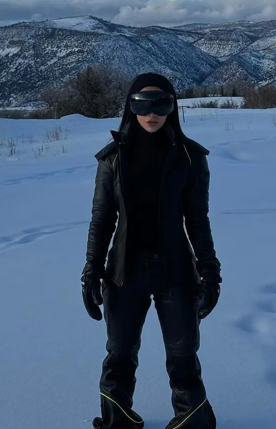 Kim Kardashian also uses the slopes as a fashion show