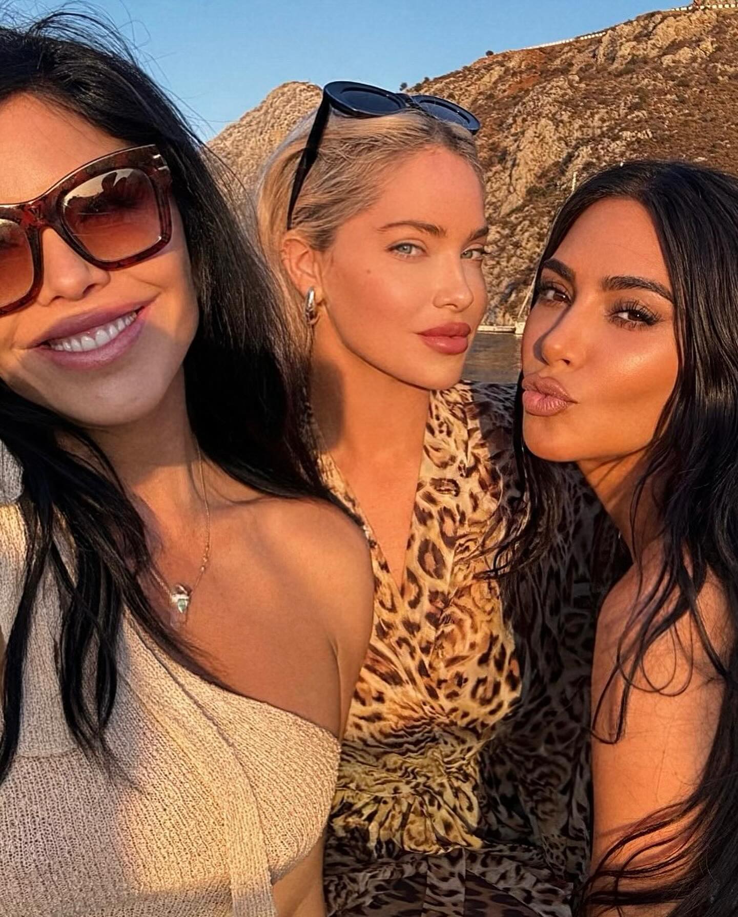 Kim Kardashian with friends during a recent trip to Greece