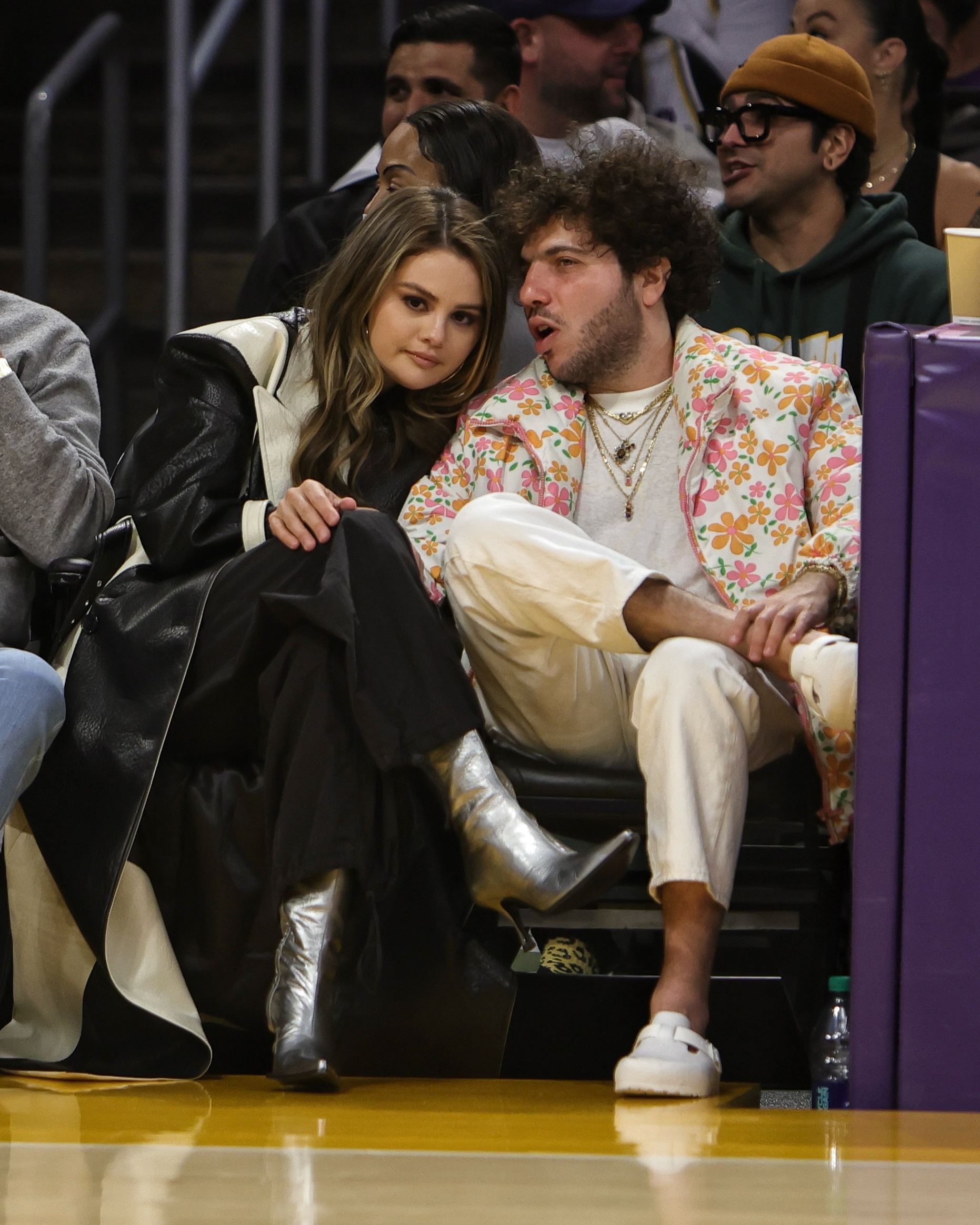 Selena Gomez and boyfriend Benny Blanco at a basketball game in Los Angeles, California in January 2024